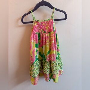 Lilly Pulitzer Pink and Green Floral Baby Toddler Dress (12 months)